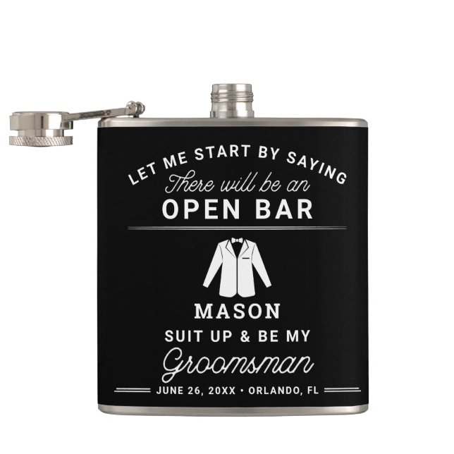 Groomsmen Proposal Flask Funny Suit Up Zazzle
