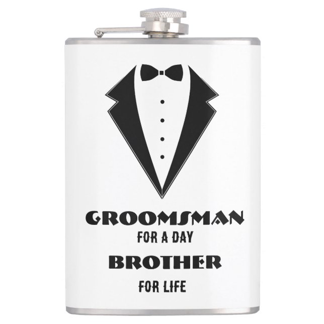 Groomsmen Proposal Glass, groomsman for a day  Flask (Front)