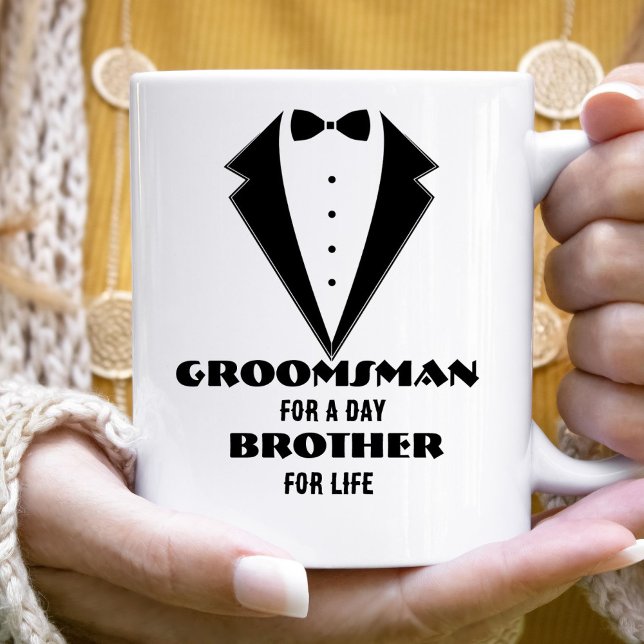 Groomsmen Proposal Glass, groomsman for a day  Two-Tone Coffee Mug (Creator Uploaded)