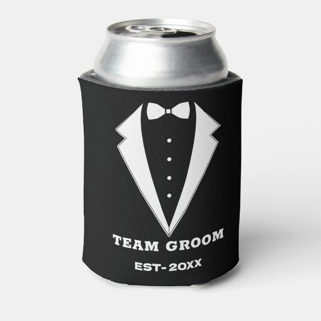 Groomsmen Proposal Glass, Team Groom Personalized  Can Cooler (Can Back)