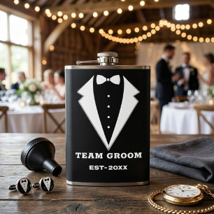 Groomsmen Proposal Glass, Team Groom Personalized  Flask