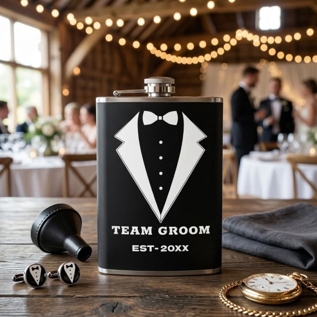 Groomsmen Proposal Glass, Team Groom Personalized  Flask (Creator Uploaded)