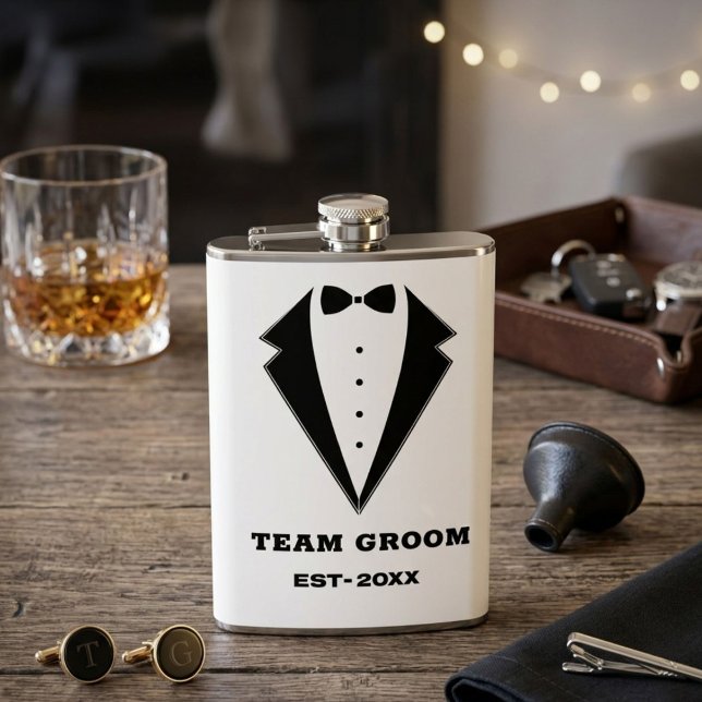 Groomsmen Proposal Glass, Team Groom Personalized  Flask (Creator Uploaded)