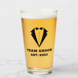 Groomsmen Proposal Glass, Team Groom Personalized Glass