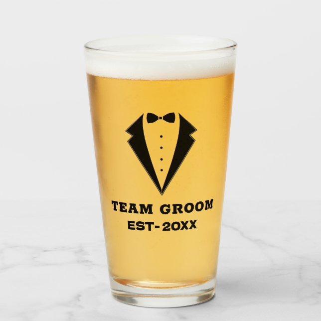 Groomsmen Proposal Glass, Team Groom Personalized  Glass (Front Filled)