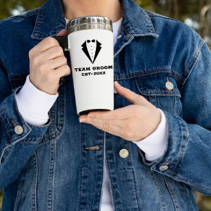 Groomsmen Proposal Glass, Team Groom Personalized Travel Mug