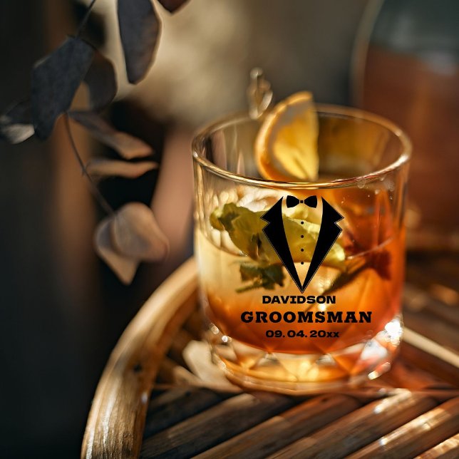Groomsmen Proposal Glass, Team Groom Personalized  Whiskey Glass (Creator Uploaded)