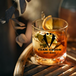 Groomsmen Proposal Glass, Team Groom Personalized  Whiskey Glass