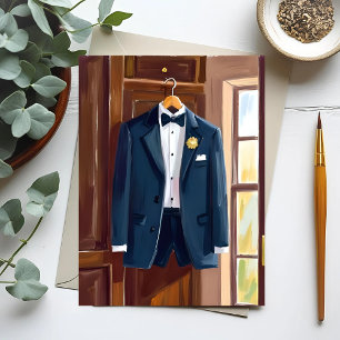 Groomsmen’s Tuxedo Wedding Bachelor Watercolor Postcard