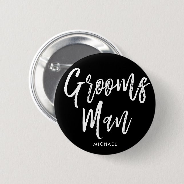 Groomsmen | Script Style Custom Wedding Button (Front & Back)