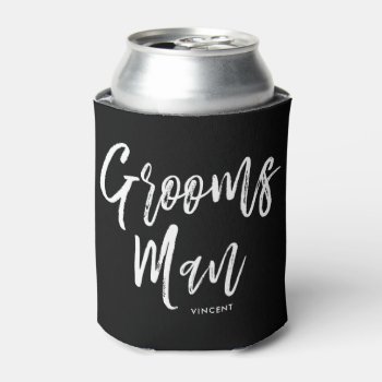 Groomsmen | Script Style Custom Wedding Can Cooler by colorjungle at Zazzle