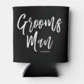 Groomsmen | Script Style Custom Wedding Can Cooler (Front)