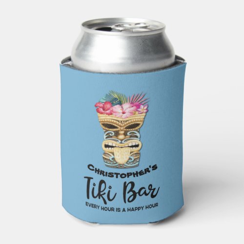 Groomsmen Tiki Bar Monogrammed Bachelor Party Can Cooler