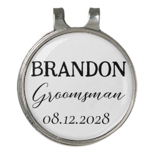 Groomsmen Wedding Typography Modern Golf Hat Clip