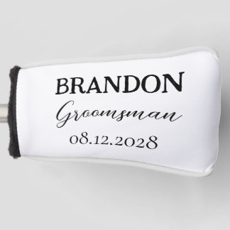 Groomsmen Wedding Typography Modern Golf Head Cover