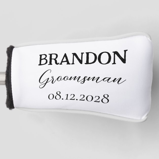 Groomsmen Wedding Typography Modern Golf Head Cover (Front)