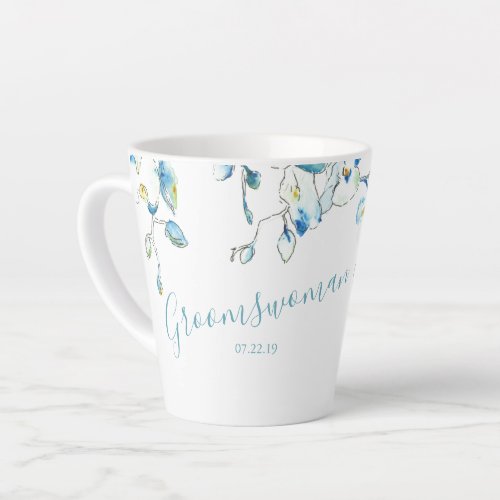 Groomswoman Gift Blue Watercolor Orchid Mug