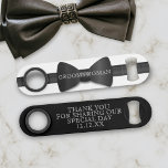 Groomswoman Modern Wedding Favor Bottle Opener<br><div class="desc">Thank your Groomswoman for being by The Groom's side on his wedding day with this quirky bowtie bottle opener.  Add a very short message on the reverse. Can be used for any member of the wedding party.</div>