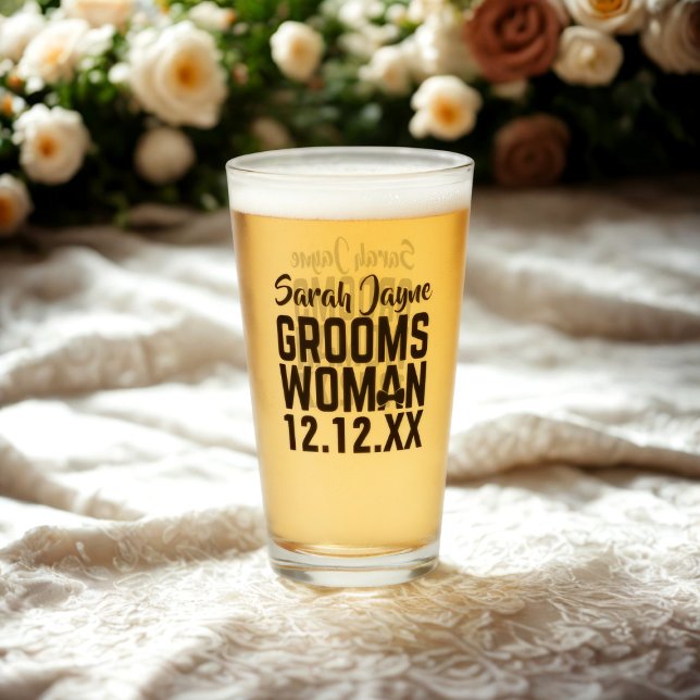 Groomswoman Name Keepsake Wedding Favor Glass (For the Groomswoman in your wedding party. Just add her name and your wedding date)
