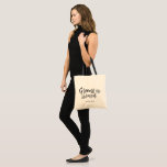 GroomsWoman | Script writing Wedding Tote Bag<br><div class="desc">It's not your groomsman. But,  your groom's woman.  Show her your appreciation for standing by your side on your special day of matrimony with this unique wedding day tote bag.

It features the word "groomswoman" in an elegant script style text.   Underneath this is a spot for her name.</div>