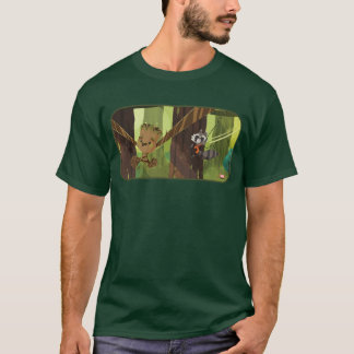 Groot and Rocket Swinging From Trees T-Shirt
