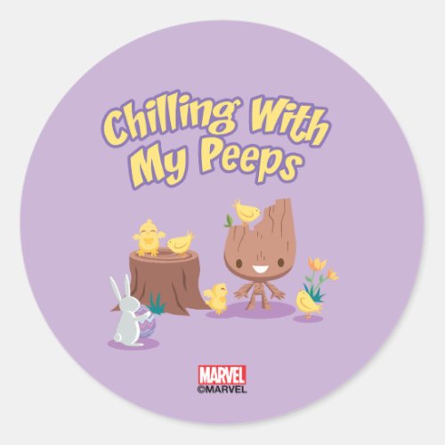 Groot _ Chilling With My Peeps Classic Round Sticker