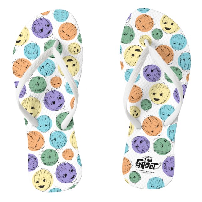 Groot Colorful Circle Pattern Flip Flops (Footbed)