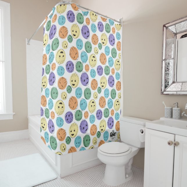 Groot Colorful Circle Pattern Shower Curtain (In Situ)