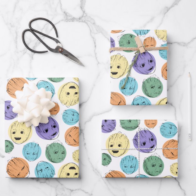 Groot Colorful Circle Pattern Wrapping Paper Sheets (Front)