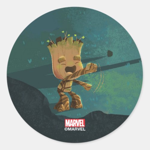 Groot Dancing Illustration Classic Round Sticker
