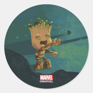 Groot Dancing Illustration Classic Round Sticker