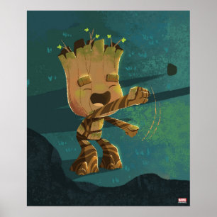Groot Dancing Illustration Poster