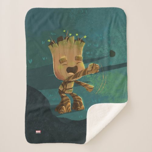 Groot Dancing Illustration Sherpa Blanket