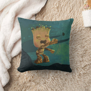 Groot Dancing Illustration Throw Pillow