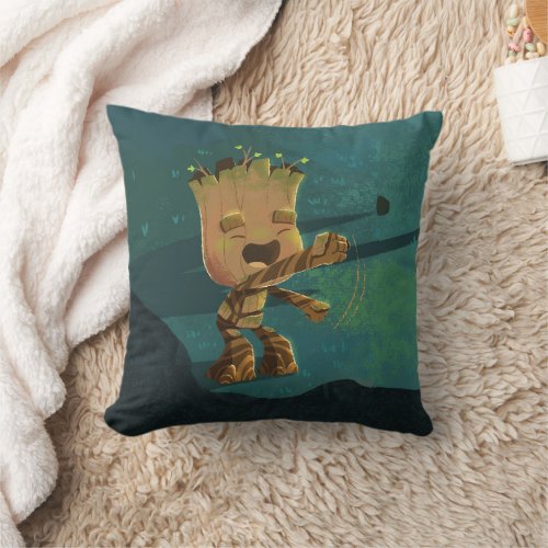 Groot Dancing Illustration Throw Pillow