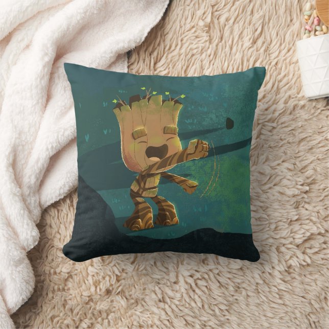 Groot Dancing Illustration Throw Pillow (Blanket)