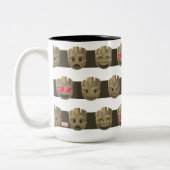 Groot Emoji Stripe Pattern Two-Tone Coffee Mug (Left)