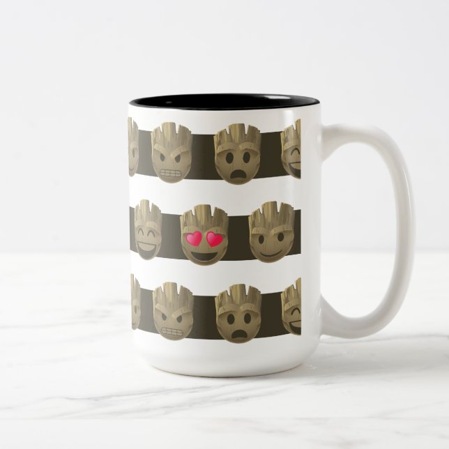 Groot Emoji Stripe Pattern Two-Tone Coffee Mug (Right)