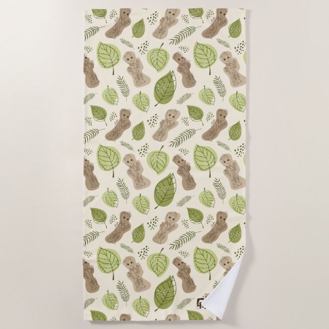 Groot Foliage Pattern Beach Towel (Front)