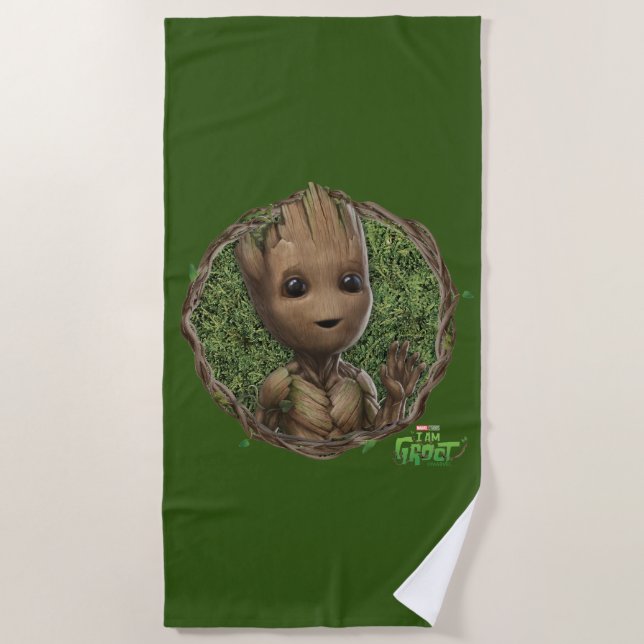 Groot Framed Badge Beach Towel (Front)