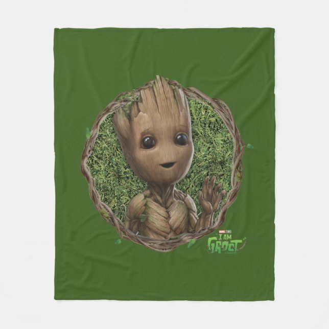 Groot Framed Badge Fleece Blanket (Front)