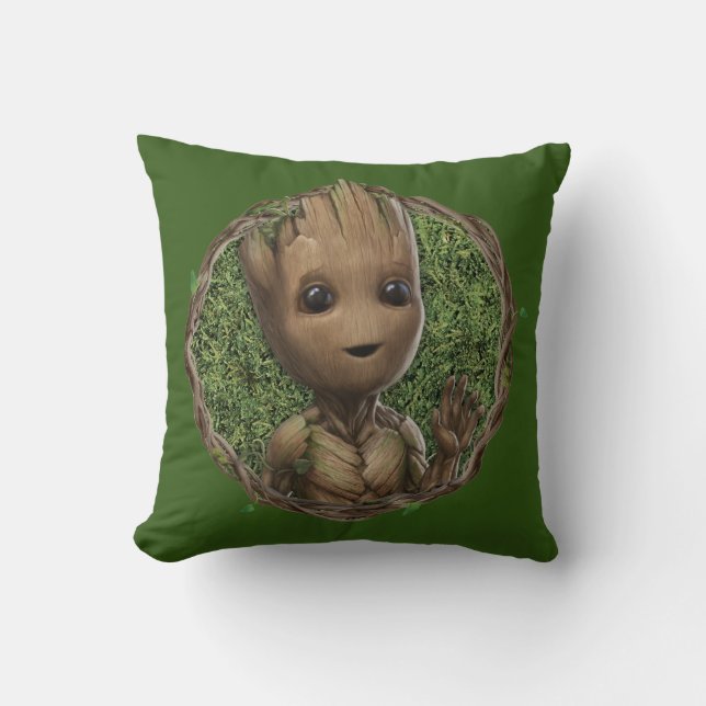 Groot Framed Badge Throw Pillow (Front)