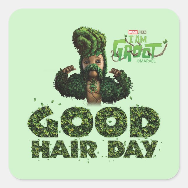 Groot - Good Hair Day Square Sticker (Front)