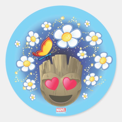 Groot In Love Emoji Classic Round Sticker
