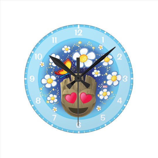 Groot In Love Emoji Round Clock Zazzle Com