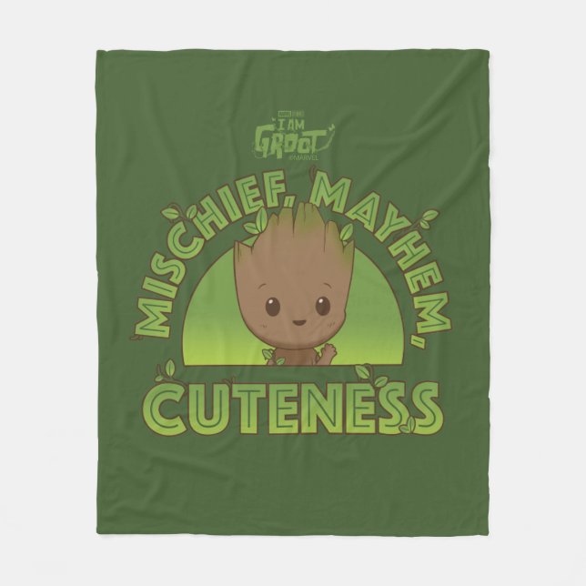 Groot - Mischief, Mayhem, Cuteness Fleece Blanket (Front)