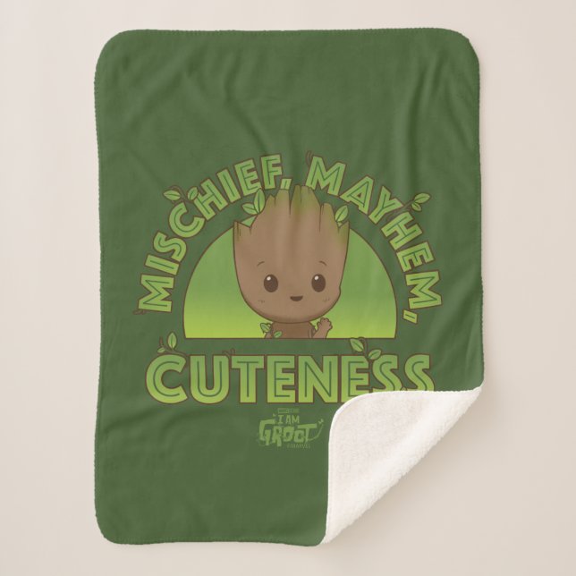 Groot - Mischief, Mayhem, Cuteness Sherpa Blanket (Front)