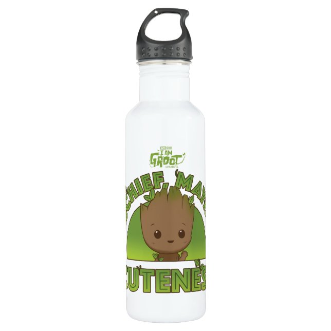 Groot - Mischief, Mayhem, Cuteness Stainless Steel Water Bottle (Front)