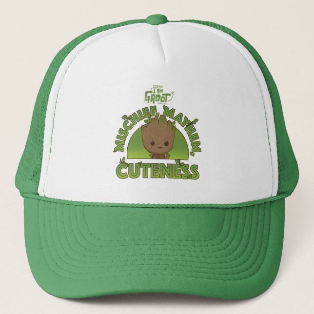 Groot - Mischief, Mayhem, Cuteness Trucker Hat (Front)