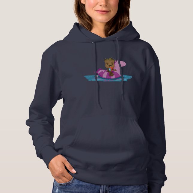 Groot Swimming on a Pool Float Hoodie (Front)